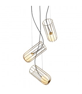 Modern Hanging Pendant Golden 3 Light  with Gold, White Shade, G9 - 1