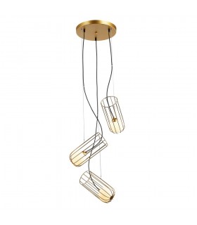 Modern Hanging Pendant Golden 3 Light  with Gold, White Shade, G9 - 2