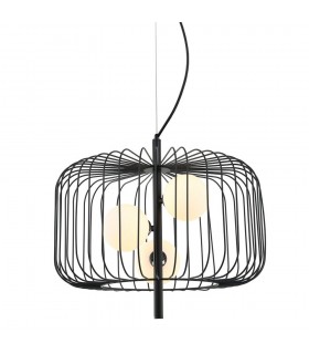 Modern Hanging Pendant Black 3 Light  with Black, White Shade, G9 - 1