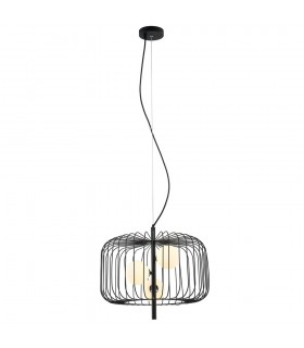 Modern Hanging Pendant Black 3 Light  with Black, White Shade, G9 - 2
