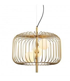 Modern Hanging Pendant Golden 3 Light  with Gold, White Shade, G9 - 1