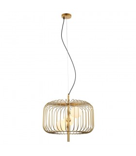 Modern Hanging Pendant Golden 3 Light  with Gold, White Shade, G9 - 2