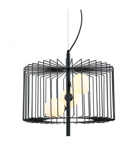 Modern Hanging Pendant Black 3 Light  with Black, White Shade, G9 - 1