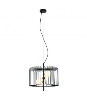 Modern Hanging Pendant Black 3 Light  with Black, White Shade, G9 - 2
