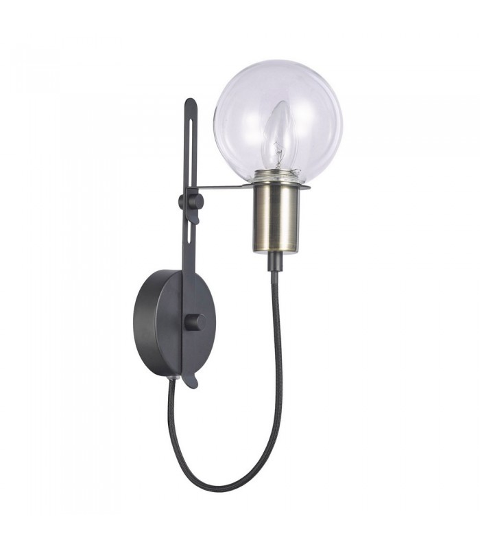 Modern Wall Lamp Antique Bronze, Black 1 Light  with Glass Shade, E14 - 1