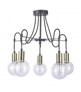Modern Flush Ceiling Light Antique Bronze, Black 5 Light  with Glass Shade, E14 - 1