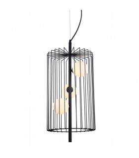 Modern Hanging Pendant Black 3 Light  with Black, White Shade, G9 - 1
