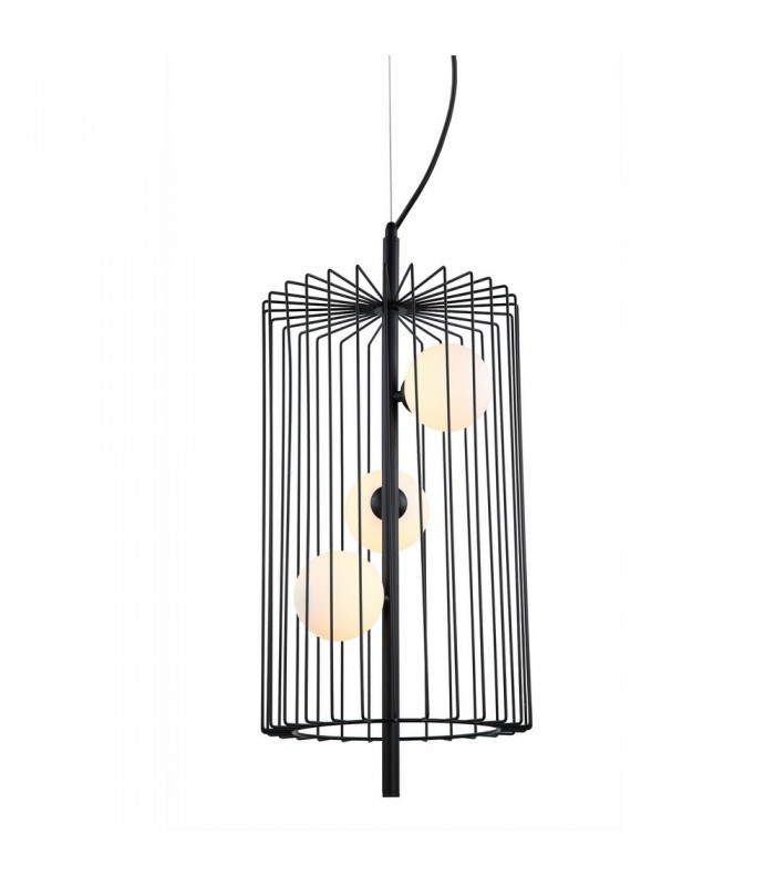 Modern Hanging Pendant Black 3 Light  with Black, White Shade, G9 - 1