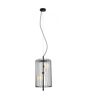 Modern Hanging Pendant Black 3 Light  with Black, White Shade, G9 - 2
