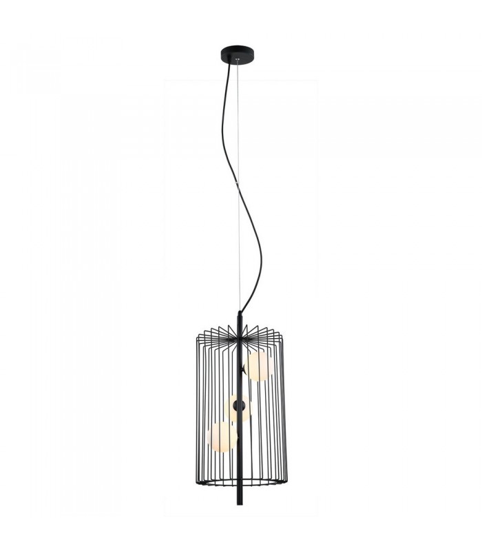 Modern Hanging Pendant Black 3 Light  with Black, White Shade, G9 - 2