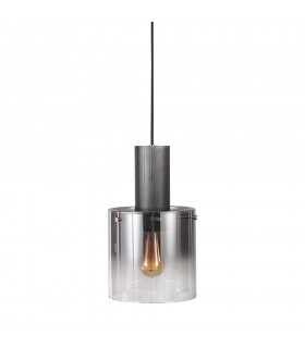 Modern Hanging Pendant Black, Smoky 1 Light  with Glass Shade, E27 - 1