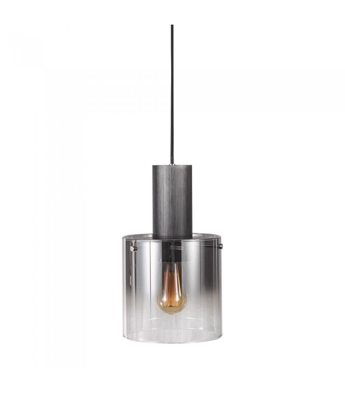 Modern Hanging Pendant Black, Smoky 1 Light  with Glass Shade, E27 - 1