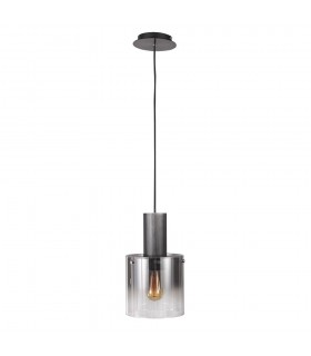 Modern Hanging Pendant Black, Smoky 1 Light  with Glass Shade, E27 - 2