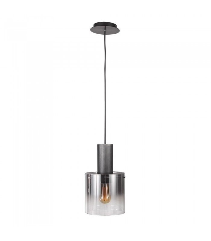 Modern Hanging Pendant Black, Smoky 1 Light  with Glass Shade, E27 - 2