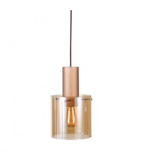 Modern Hanging Pendant Antique Bronze, Black 1 Light  with Glass Shade, E27 - 1