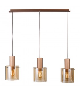 Modern Hanging Pendant Antique Bronze, Black 3 Light  with Glass Shade, E27 - 1