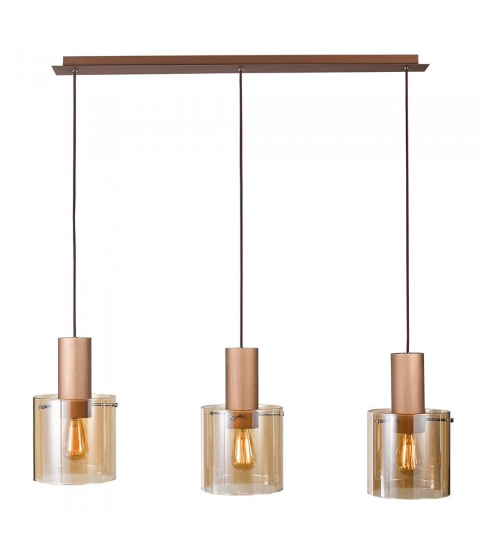 Modern Hanging Pendant Antique Bronze, Black 3 Light  with Glass Shade, E27 - 1