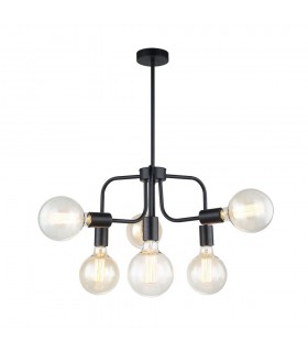Industrial And Retro Hanging Pendant Black 6 Light , E27 - 1