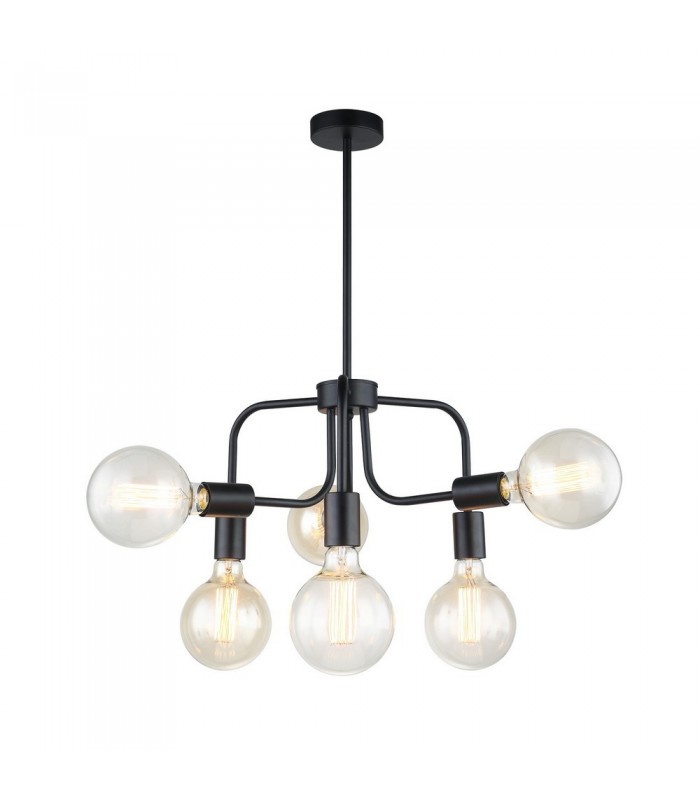 Industrial And Retro Hanging Pendant Black 6 Light , E27 - 1