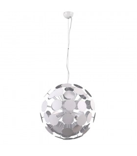 Modern Hanging Pendant White, Silver 6 Light  with White, Satin Silver Shade, E14 - 2