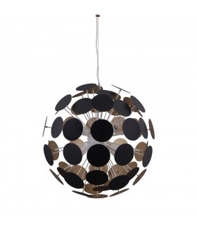 Modern Hanging Pendant White, Golden 6 Light  with White, Gold Satin Shade, E14 - 1