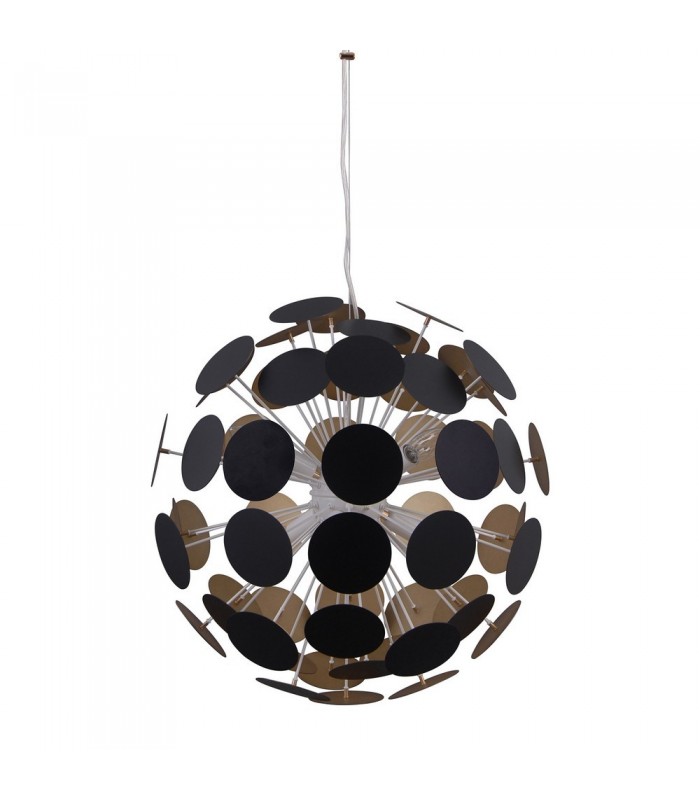 Modern Hanging Pendant White, Golden 6 Light  with White, Gold Satin Shade, E14 - 1