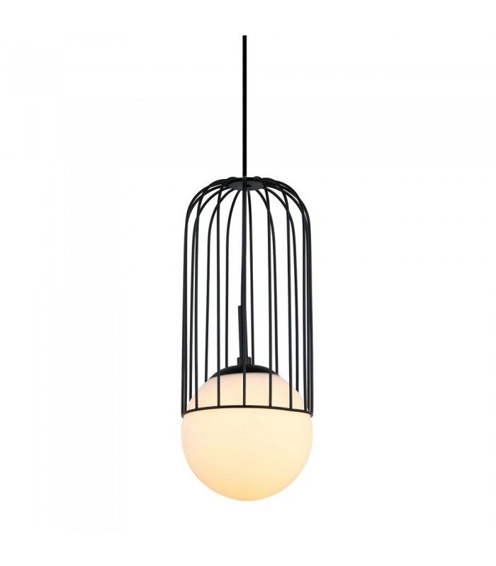 Modern Hanging Pendant Black 1 Light  with Black, White Shade, E27 - 1
