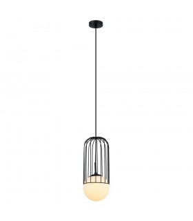 Modern Hanging Pendant Black 1 Light  with Black, White Shade, E27 - 2