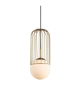 Modern Hanging Pendant Golden 1 Light  with Gold, White Shade, E27 - 1
