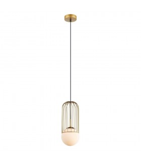 Modern Hanging Pendant Golden 1 Light  with Gold, White Shade, E27 - 2