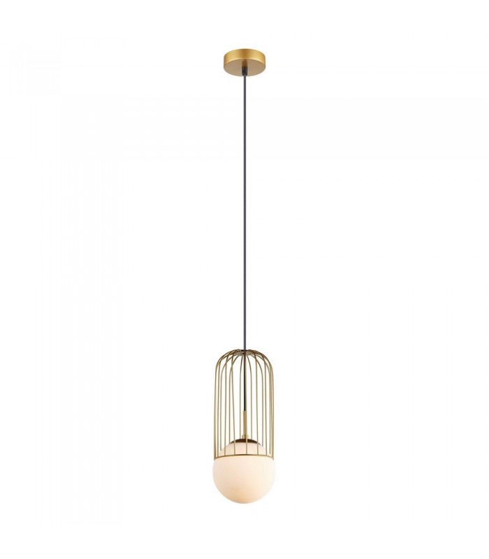 Modern Hanging Pendant Golden 1 Light  with Gold, White Shade, E27 - 2