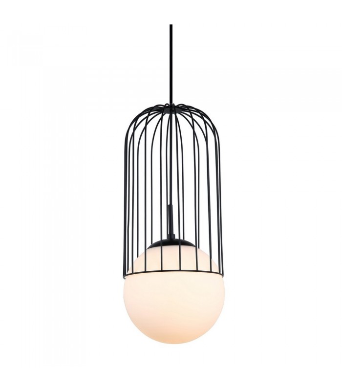 Modern Hanging Pendant Black 1 Light  with Black, White Shade, E27 - 1