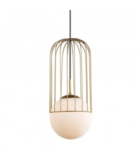 Modern Hanging Pendant Golden 1 Light  with Gold, White Shade, E27 - 1