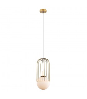 Modern Hanging Pendant Golden 1 Light  with Gold, White Shade, E27 - 2