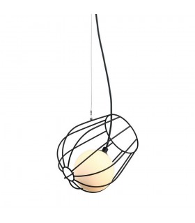 Modern Hanging Pendant Black 1 Light  with Black, White Shade, G9 - 1