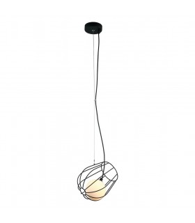 Modern Hanging Pendant Black 1 Light  with Black, White Shade, G9 - 2