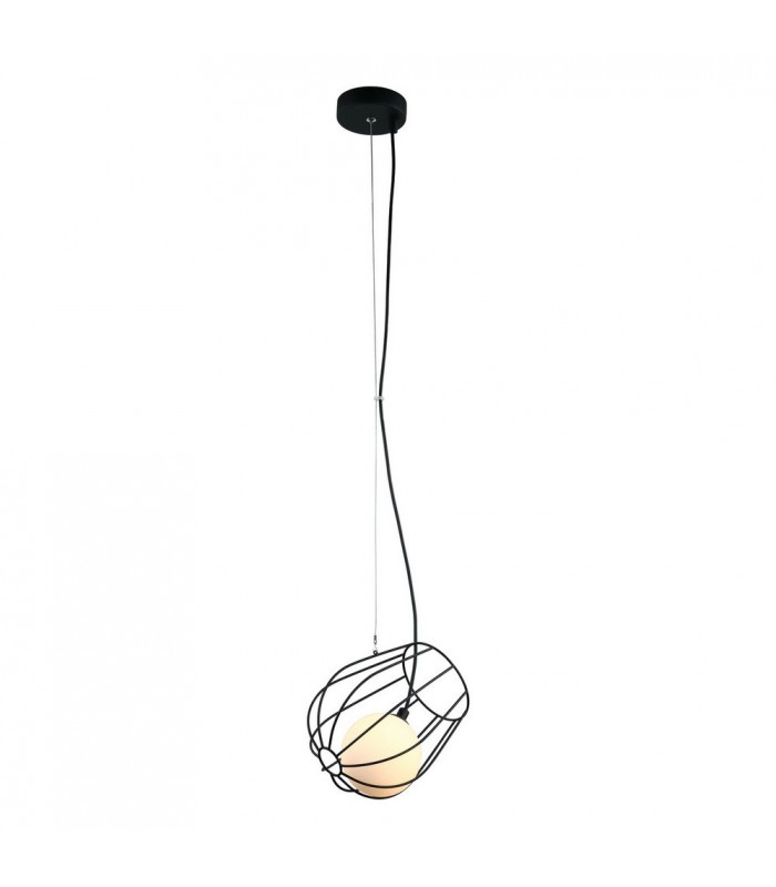 Modern Hanging Pendant Black 1 Light  with Black, White Shade, G9 - 2
