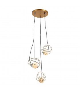 Modern Hanging Pendant Golden 3 Light  with Gold, White Shade, G9 - 1