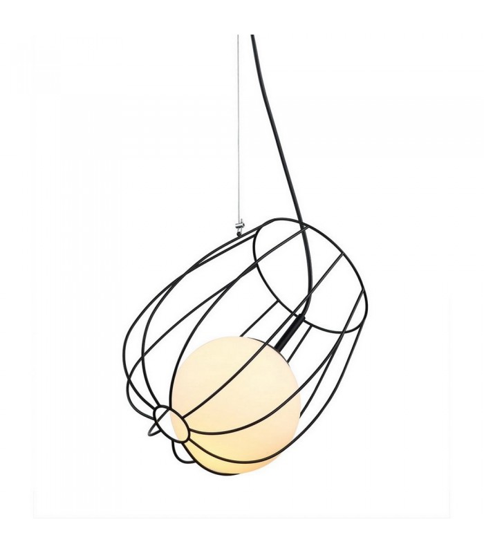 Modern Hanging Pendant Black 1 Light  with Black, White Shade, E27 - 1