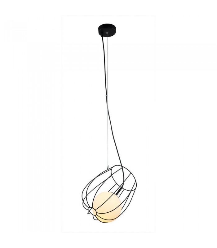 Modern Hanging Pendant Black 1 Light  with Black, White Shade, E27 - 2