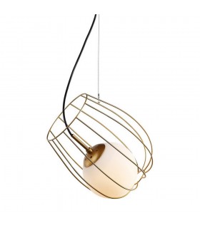 Modern Hanging Pendant Golden 1 Light  with Gold, White Shade, E27 - 1
