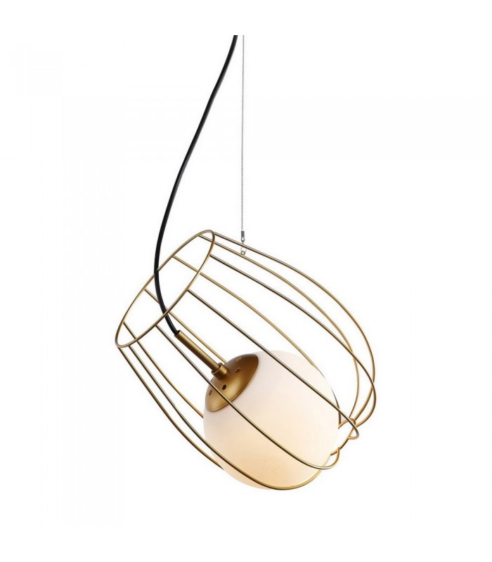 Modern Hanging Pendant Golden 1 Light  with Gold, White Shade, E27 - 1