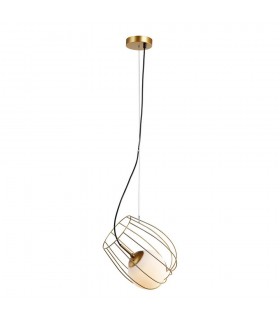 Modern Hanging Pendant Golden 1 Light  with Gold, White Shade, E27 - 2