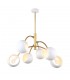 Modern Hanging Pendant White, Golden 6 Light  with White Shade, E14 - 1