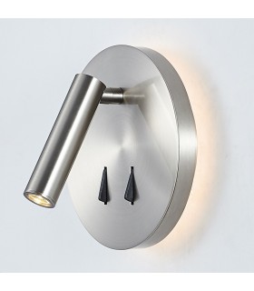 Modern LED Bedside Lamp Satin Nickel, warm White 3000K 750lm - 1