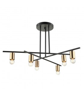 Industrial And Retro Flush Ceiling Light Bronze, Black 6 Light , E27 - 1