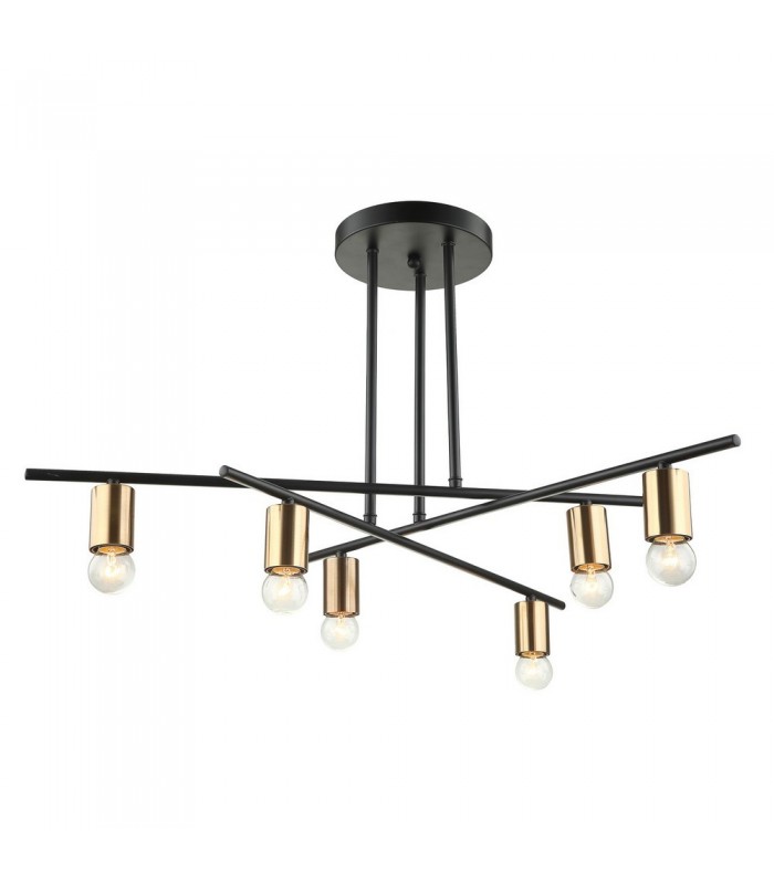 Industrial And Retro Flush Ceiling Light Bronze, Black 6 Light , E27 - 1