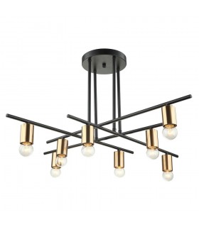 Industrial And Retro Flush Ceiling Light Bronze, Black 8 Light , E27 - 1