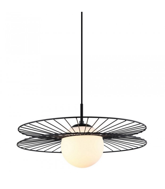 Modern Hanging Pendant Black 1 Light  with Black, White Shade, E27 - 1