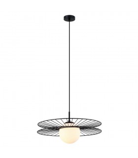 Modern Hanging Pendant Black 1 Light  with Black, White Shade, E27 - 2